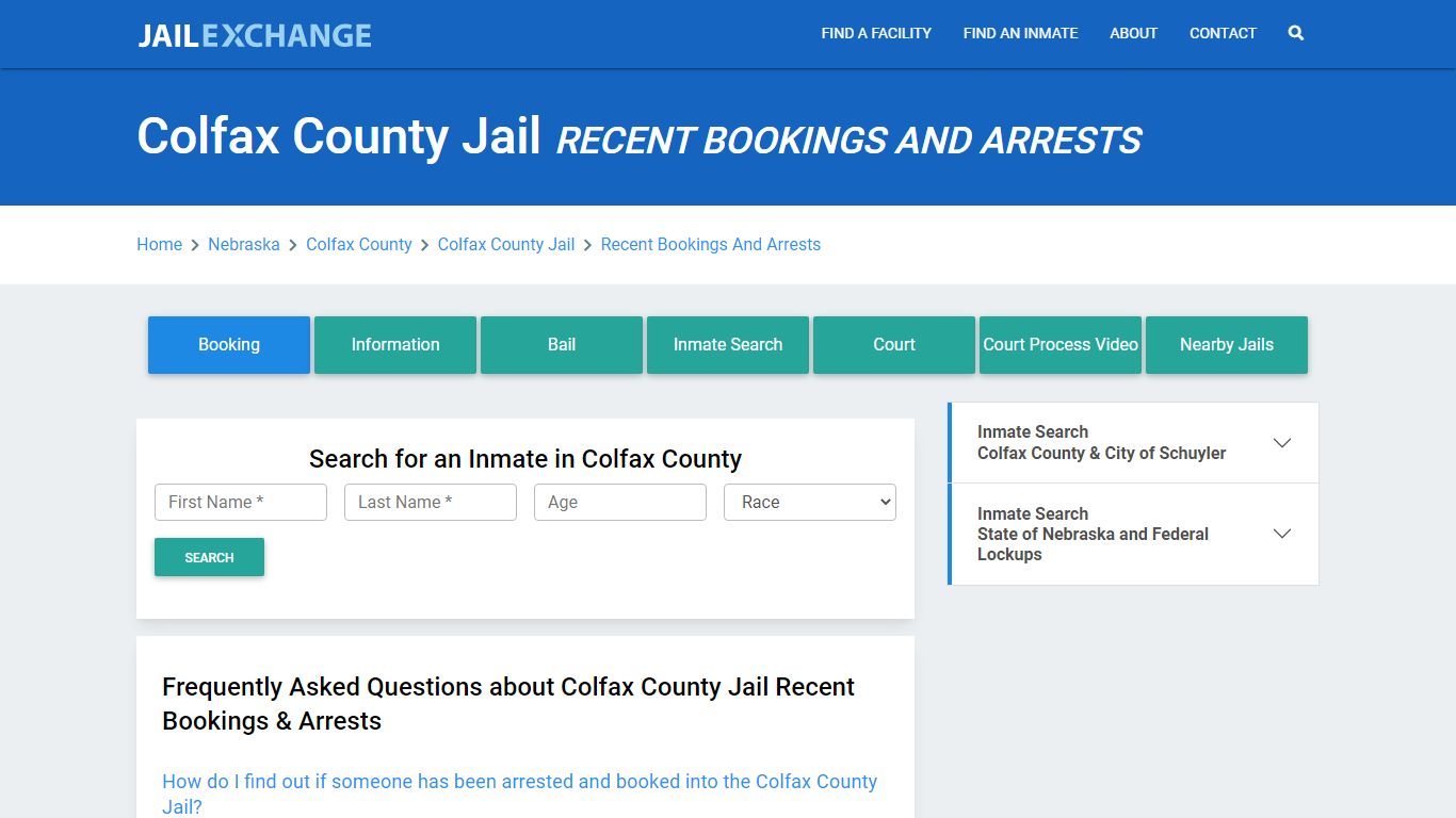 Colfax County Jail & Sheriff NE Recent Arrests and Bookings