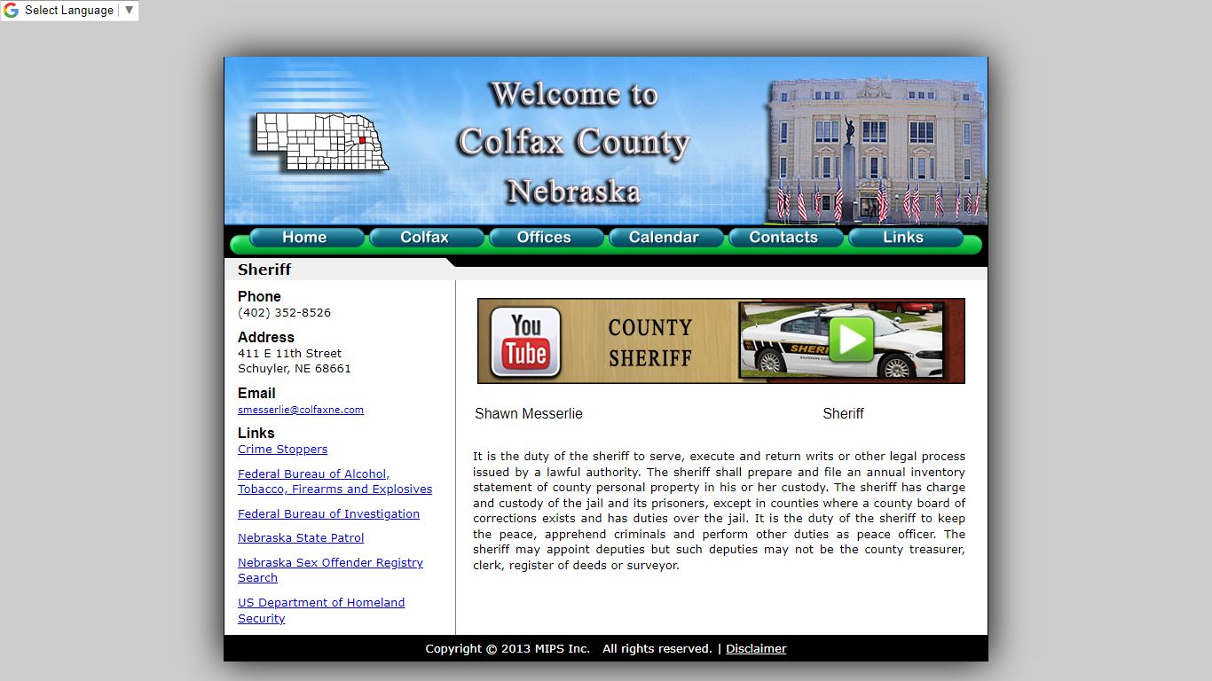 Sheriff - Colfax County Ne