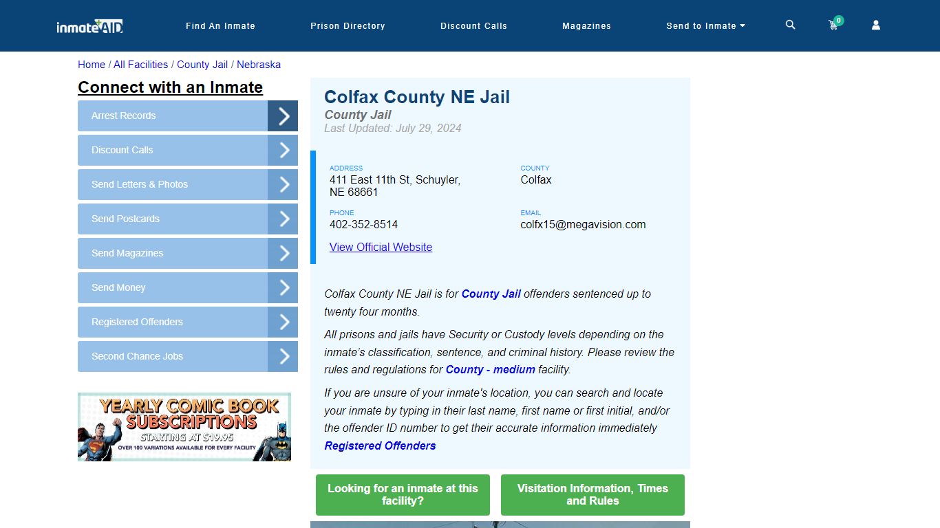 Colfax County NE Jail - Inmate Locator